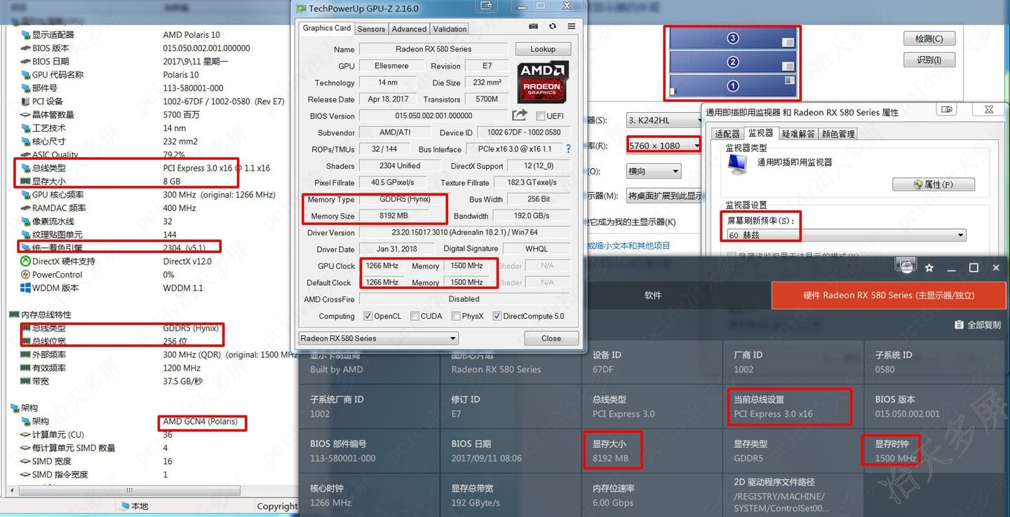 Pcidv.com/8GB yetian RX580 one machine 6 screen graphics card 6DP split screen output 4K 60Hz