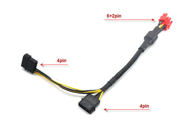 pcidv.com/dual 4pin to 6+2 pin vga card power cable