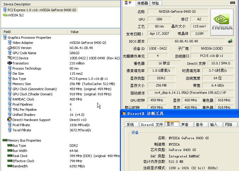 pcidv.com/nvidia gf 8400gs dms59 specification