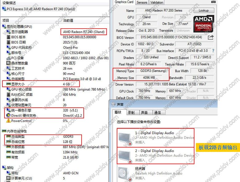 pcidv.com/r7 240 4g ddr3 dual hdmi lp made in China