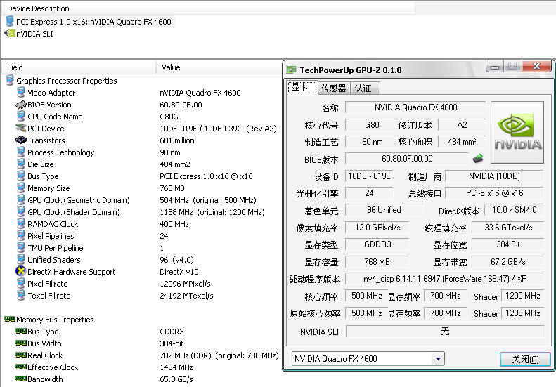 Viel 5 Nvidia Quadro FX4600 768MB GDDR3 PCI Express x16 Desktop Video Karte 